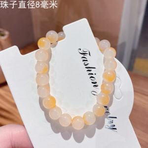 Orange 8mm two-color gradient ice through glass bracelet