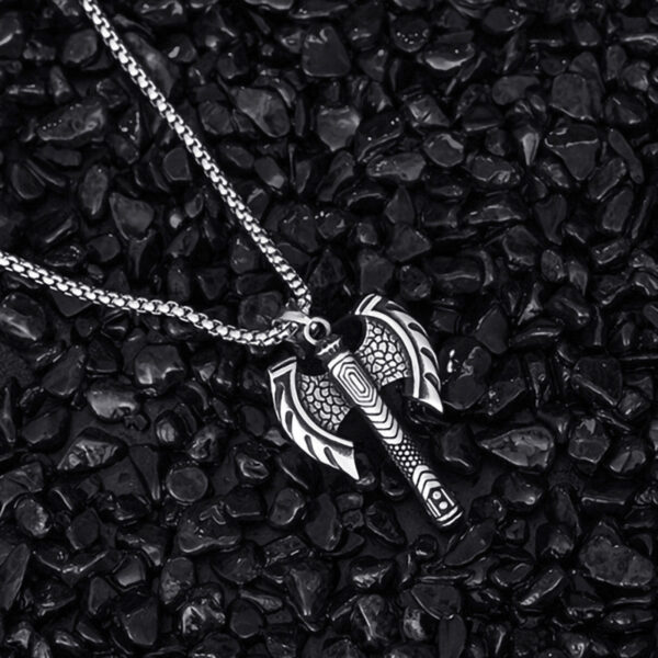 O1CN01Nu2gvP21yK82z4h9N_2595027053-0-cib Wholesale Stainless Steel Pirate Double Ax Amulet Pendant Necklace