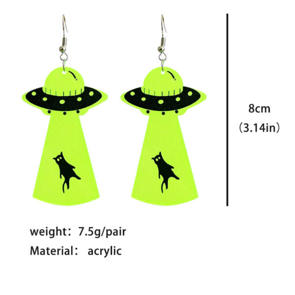 Wholesale Halloween Skeleton Alien UFO Fluorescent Acrylic Earrings