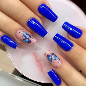 Wholesale Blue Butterfly Cool Sensation Powder Sheer Nail Stickers