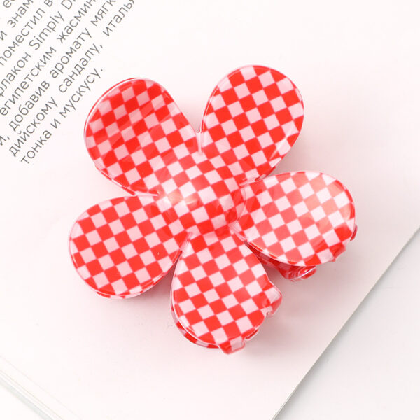 Wholesale Checkered Flower Colored Acrylic Hair Clips