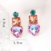 Wholesale Colored Diamond Geometric Heart Alloy Earrings