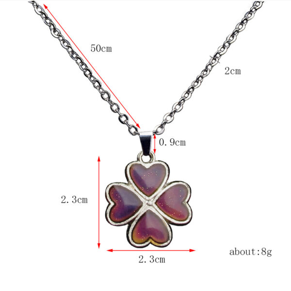 Wholesale Four Leaf Clover Petal Temperature Sensitive Color Changing Pendant Necklaces