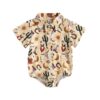 Wholesale Cotton Boys Shirt Aztec Western Style Denim Cactus Jumpsuit