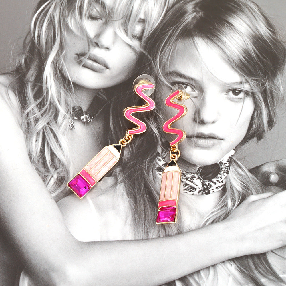 Wholesale Teacher's Day Crayon Alloy Earrings
