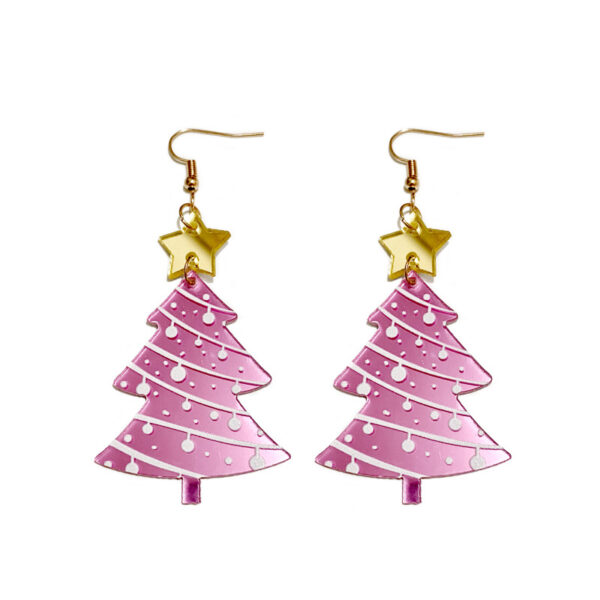 Wholesale Christmas Mirror Acrylic Spliced Christmas Tree Earrings
