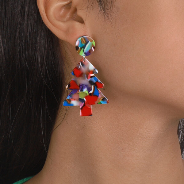 Wholesale Colorful Christmas Tree Acetate Sheet Earrings
