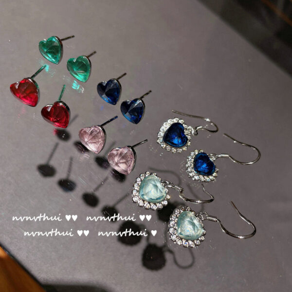 Wholesale Peach Heart Gemstone Earrings 18K Earrings Zircon Plated