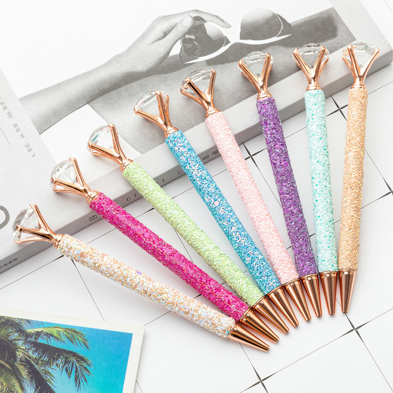 Wholesale Big Diamond Metal Sequin Ballint Pen
