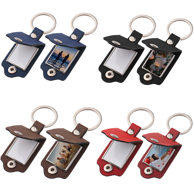 Wholesale Alloy Blank Heat Transfer Printed Leather Covers Picture Frames Keychains