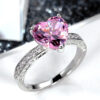 Wholesale Inlaid Heart Shape Pink Diamond Zircon Ring OLY-RS-Caoshi001