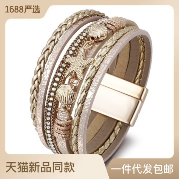 Wholesale Shell Starfish Leather Bracelet