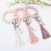 Wholesale Silicone Beaded Tassel Wrist Keychain