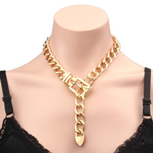 Golden Necklace with Square Buckle