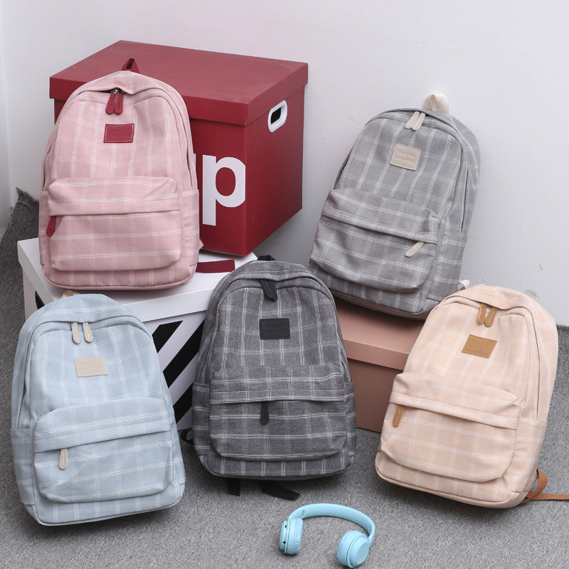 Wholesale Autumn Checkered Canvas Backpack