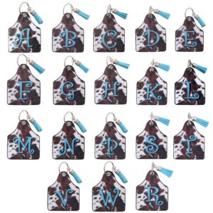 Wholesale Retro West Farm Sign Dairy Animal Fur Letter Print Leather Oil Edge Keychain Custom