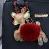 Wholesale Christmas Deer Plush Ball Keychain