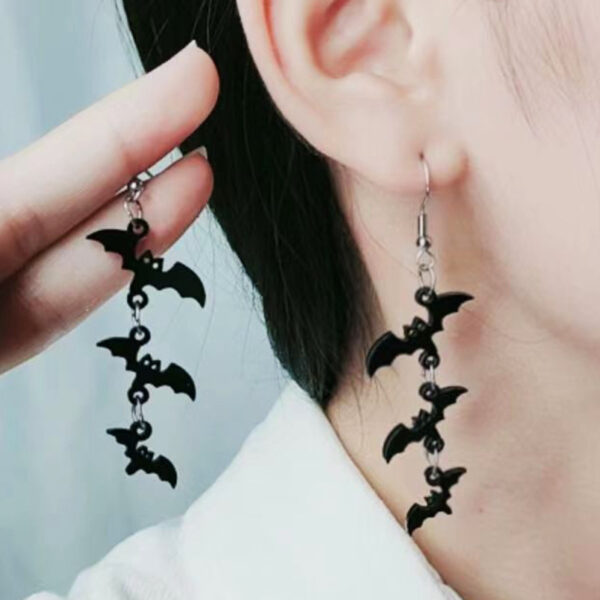Wholesale Halloween Ladder Bat Acrylic Earrings