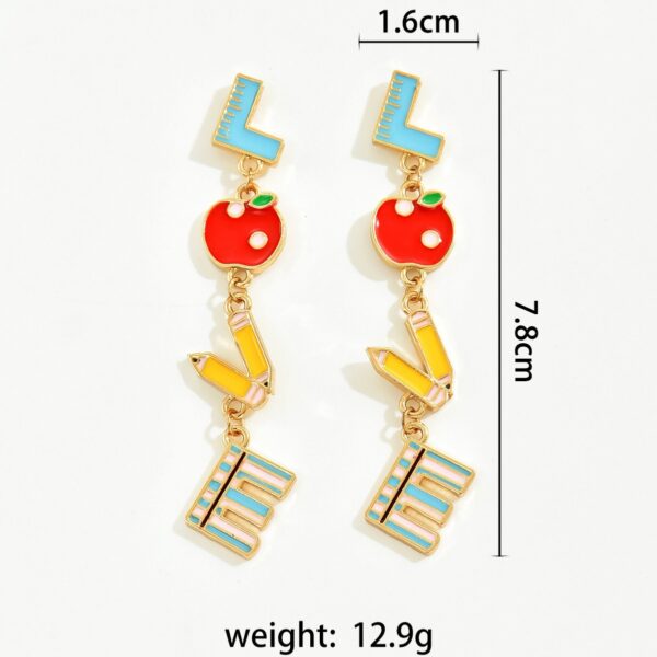 O1CN01O3fwT82ItbjYWEpcg_3828389344-0-cib Wholesale Metal Dripping Oil Campus Style LOVE Teachers Day Earrings