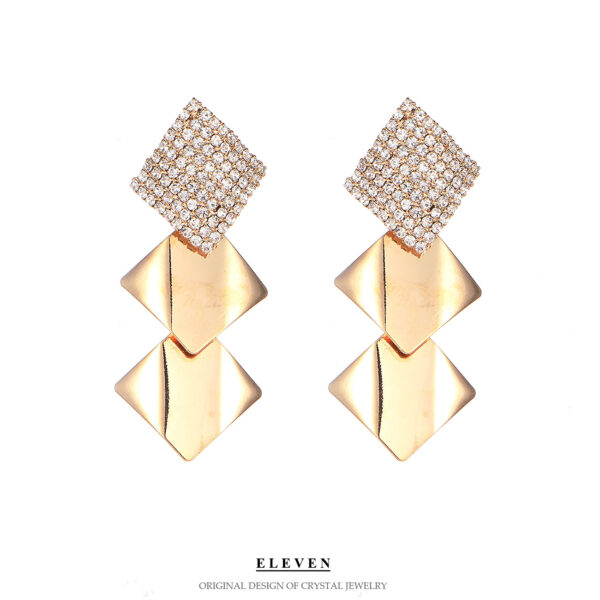 Wholesale Rhombus Zircon French Super Sparkle Earrings OLY-ES-SHY006