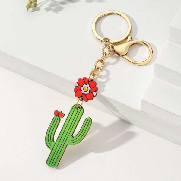 Wholesale Wooden Small Fresh Cactus Keychain
