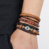 Wholesale Leather Braided Eyes Boho Bracelet