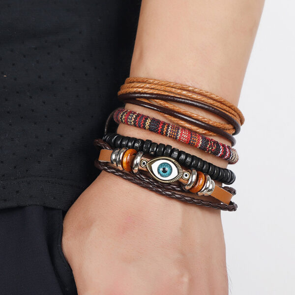 Wholesale Leather Braided Eyes Boho Bracelet