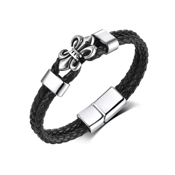 Wholesale Men's Leather Magnetic Buckle Woven Bracelets