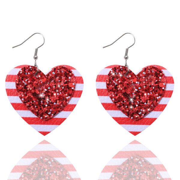 O1CN01O7eQIV1ftMQEvbsnz_3172764064-0-cib Wholesale Valentine's Day Love Shaped Red and White Striped Sequins Glitter Leather Earrings