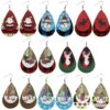 Wholesale Christmas Santa Claus Water Drop Leather Earrings