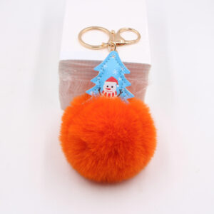 Red / Christmas tree fur ball pendant