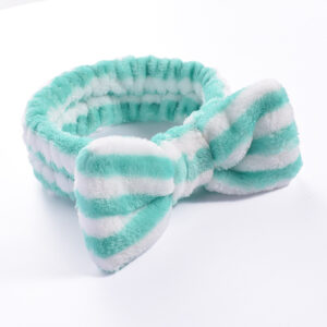 20#Green white stripes (bow headband)