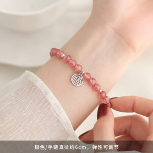 Strawberry Crystal lucky bracelet Silver