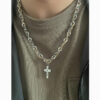 Wholesale Titanium Steel Wrap Cross Necklace with Diamonds