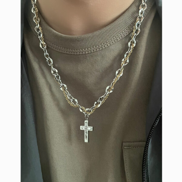 Wholesale Titanium Steel Wrap Cross Necklace with Diamonds