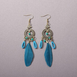 Blue feather earrings-classic