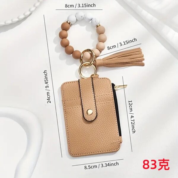 Wholesale Leopard Print Cow Print Western Style Card Holder Silicone Beaded Wrist Keychain