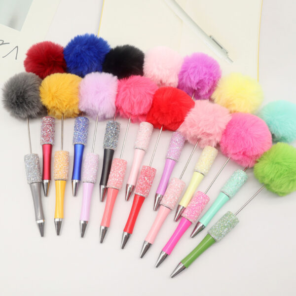 O1CN01OFXNo31dthd5GEQHe_2216028933794-0-cib-1 Wholesale Beadable Pens Sugar Rhinestone Leopard Print Pom Pom Pen Fluffy Pens