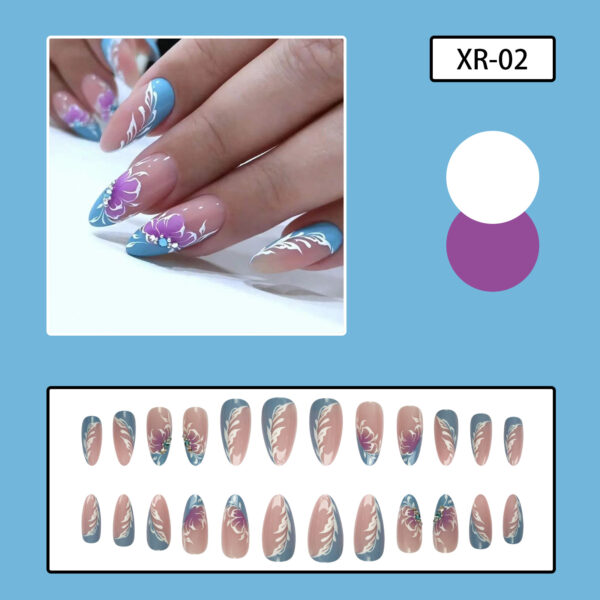Wholesale Crape Myrtle Catkins Lake Blue French Bevel Nail Stickers