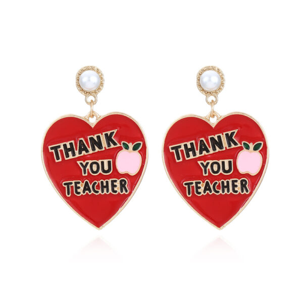 Wholesale Letter Enamel Heart Alloy Earrings