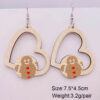 Wholesale Christmas Wooden Earrings Santa Claus Elk Gnome Heart Shape