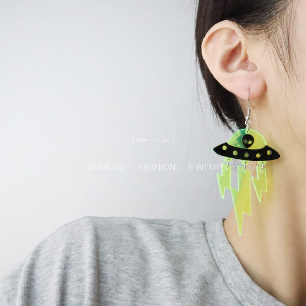 Wholesale Earrings Acrylic Halloween Funny Alien Fluorescent