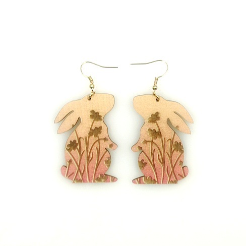 O1CN01OL1fx91bUOUrzAuTl_2216355033468-0-cib Wholesale Creative Rabbit Cutting Wood Carving Printing Gradient Earrings