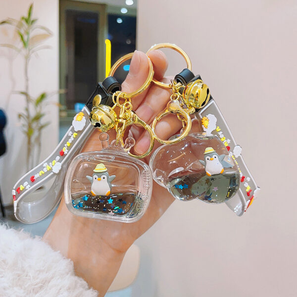 Wholesale Acrylic Quicksand Bottle Penguin Keychain