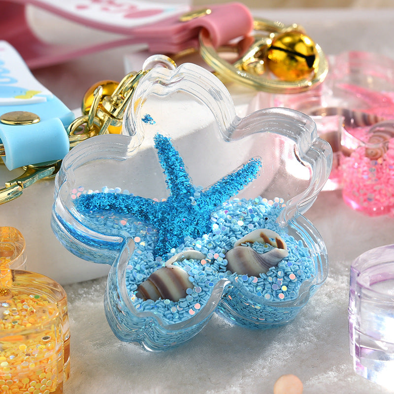 Wholesale Acrylic Quicksand Cherry Blossom Creative Key Chain