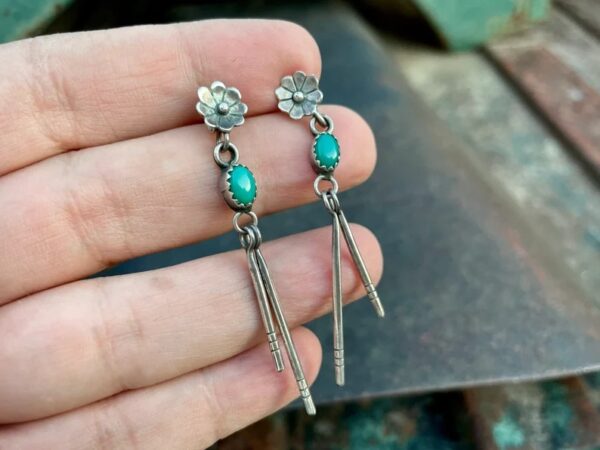 Wholesale Turquoise Tassel Alloy Earrings