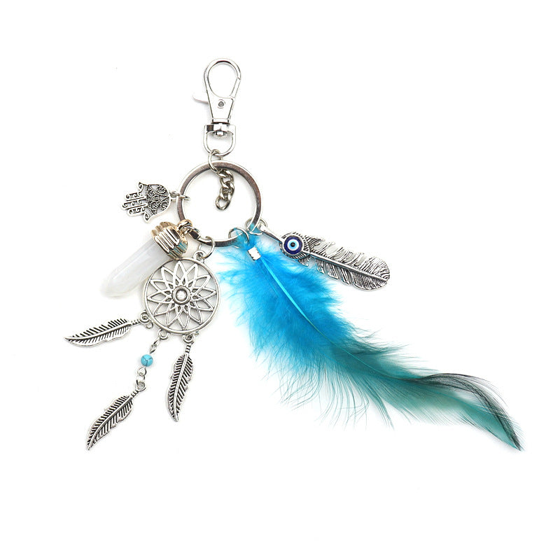 Wholesale eam Catcher Feather Tassel Metal Keychain