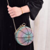 Wholesale PU Basketball Banquet Bag Circular Gradient Full Diamond Handheld Banquet Bag