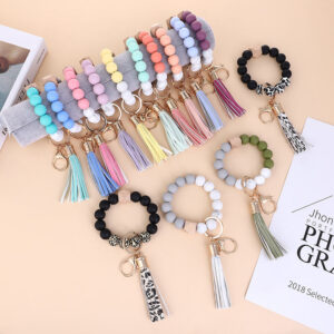 Wholesale Silicone Beads Wrist Keychain