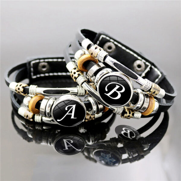O1CN01OSuEB91hduG3HOPYW_2201226834301-0-cib Wholesale 26 English Alphabet Time Gem Leather Multilayer Beaded Bracelet
